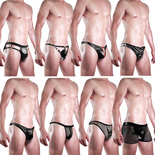 Mens sexy wet look open - look, back
